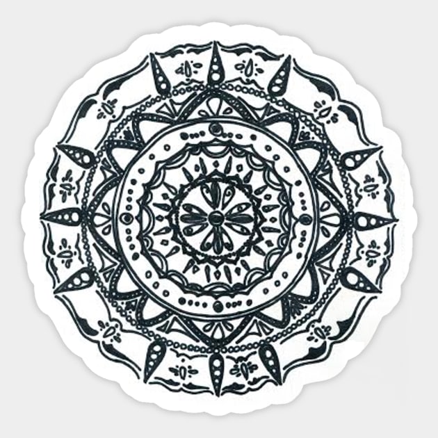 Hindu/ Buddhist Black and White Mandala Sticker by luckylucy